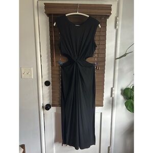 Black Sleeveless Maxi Dress with side hip cut outs